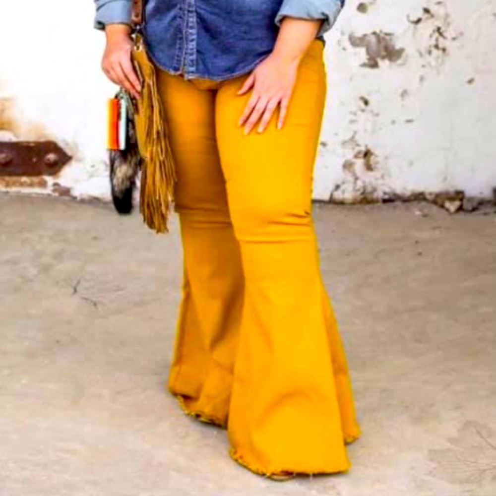 Mustard flare jeans by L&B